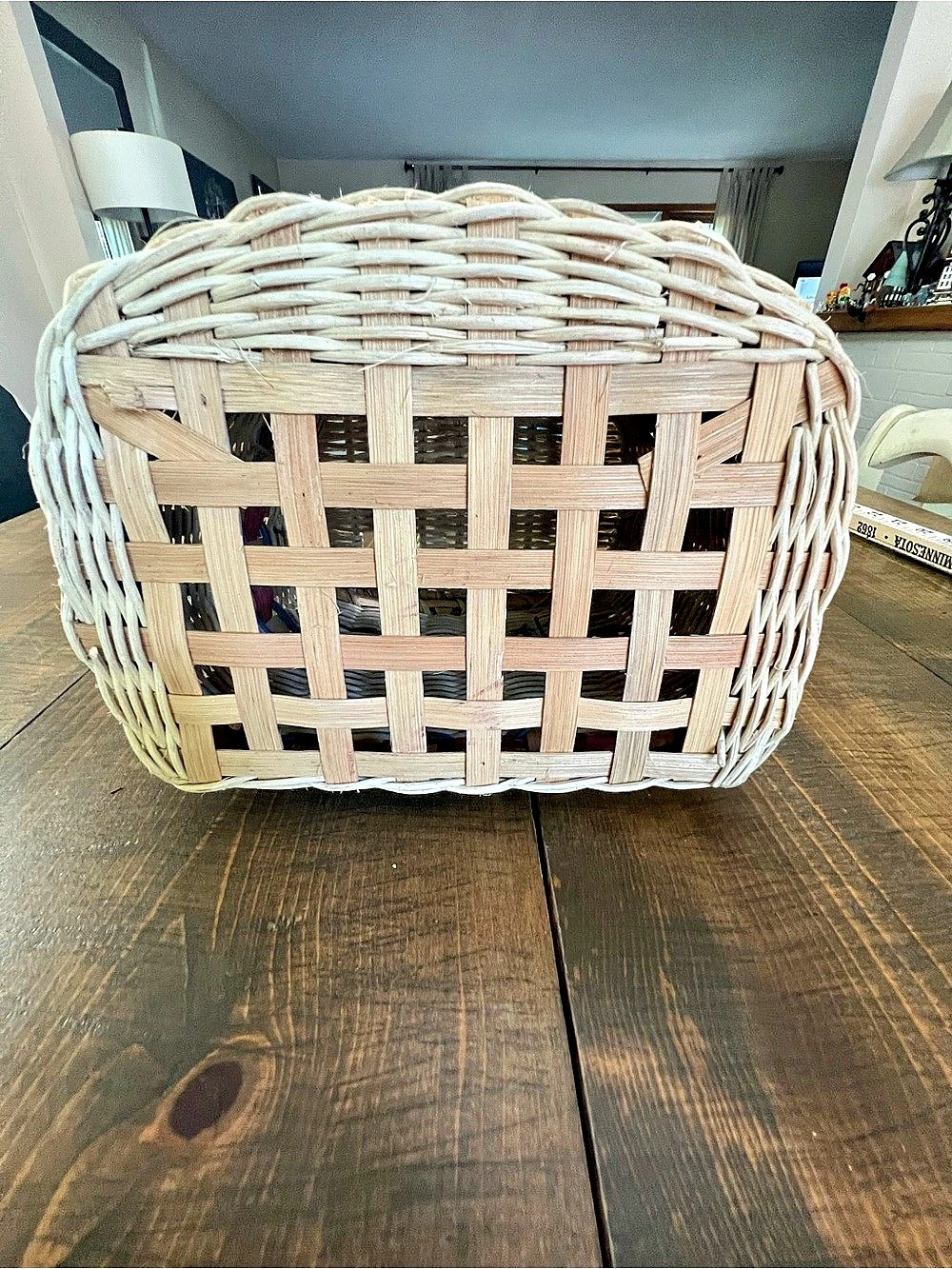 Fishing Creel Basket Woven Shoulder Bag Beige & Brown - Picture 5 of 7